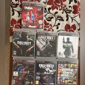 PS3 Game Bundle GTA V COD MW3 Ghosts Black Ops 1&2 NBA2K13 GT5
